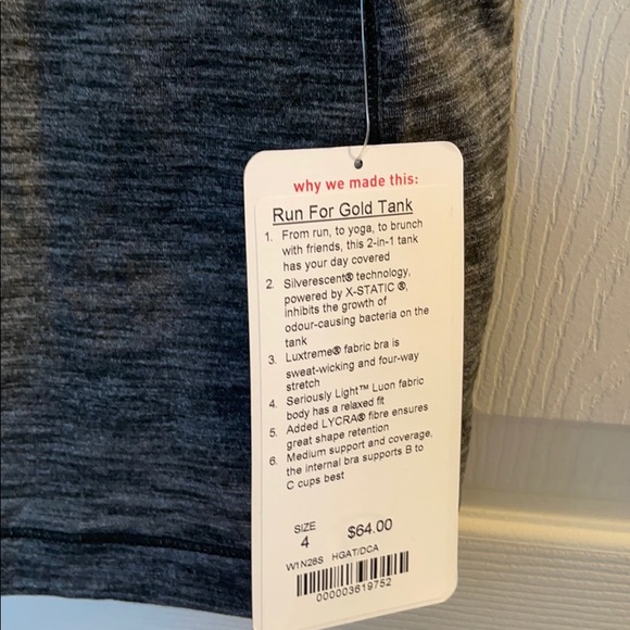 NWT Lululemon Run for Gold Tank Size 4 - Picture 3 of 5